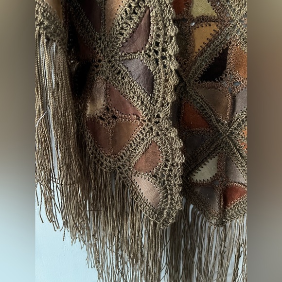 Genuine Leather Vintage Patchwork Shawl - Picture 3 of 16